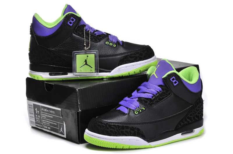 Air Jordan 3 Kid\'S Shoes Black/ Blueviolet Online